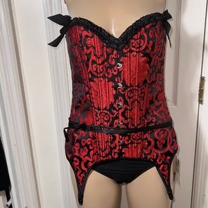 Vintage Satin Corset with garter size lg